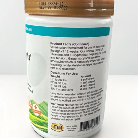 NaturVet Calming Soft Chews for dogs reduce anxiety tension & stress - Picture 2 of 3